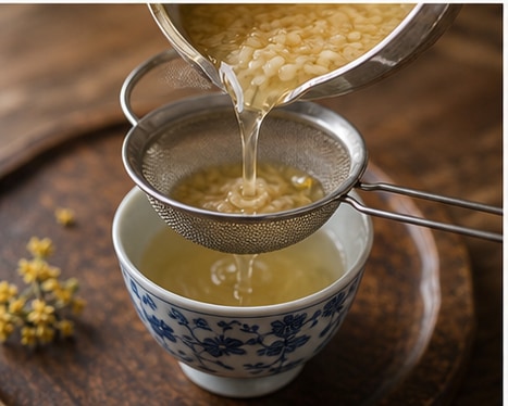 米酒桂花饮步骤4:过滤装杯