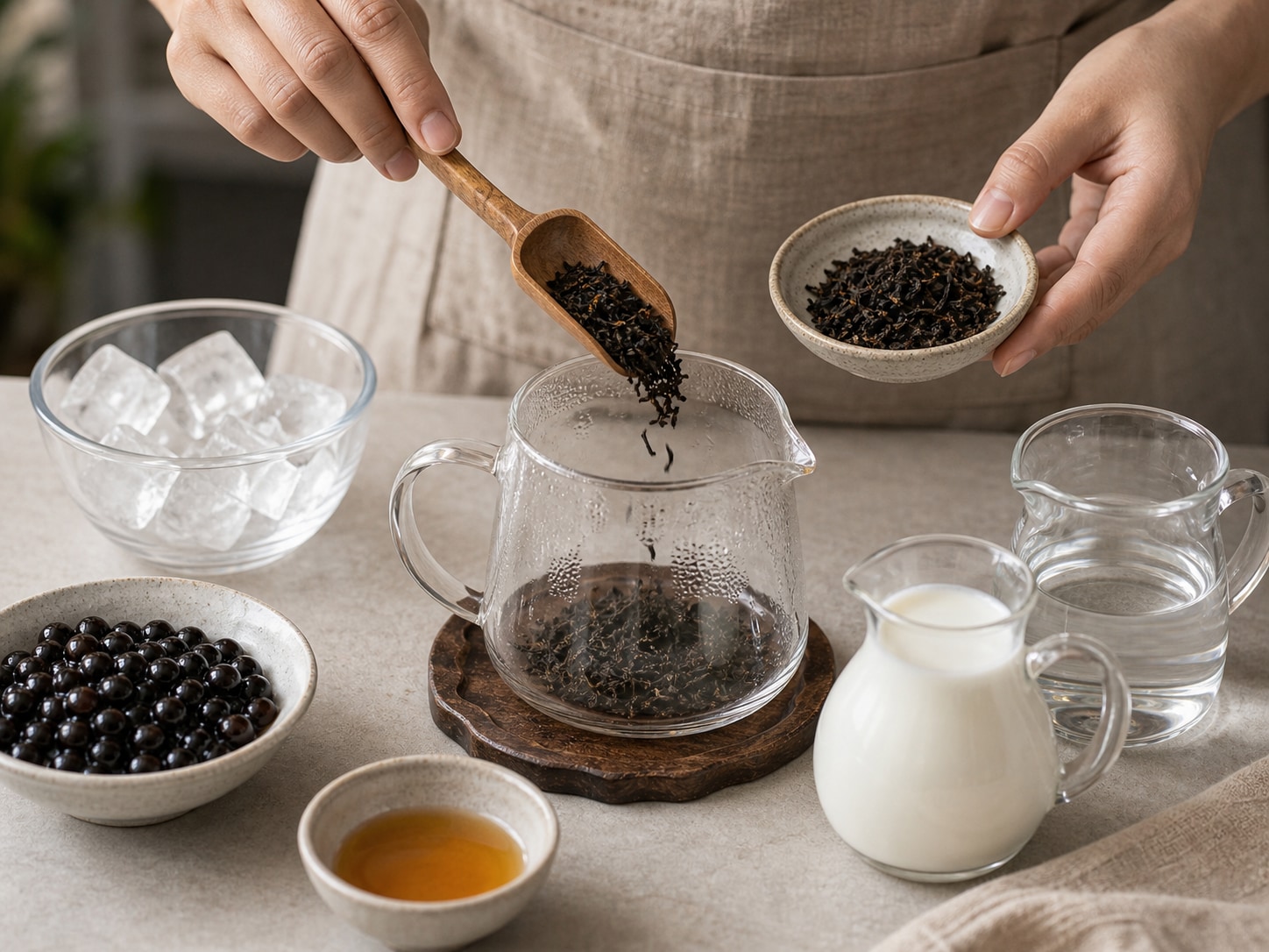 珍珠奶茶步骤1:准备茶底