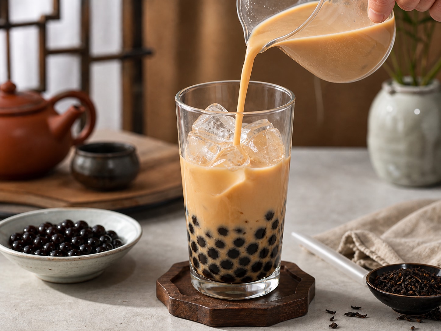 珍珠奶茶步骤5:装杯完成
