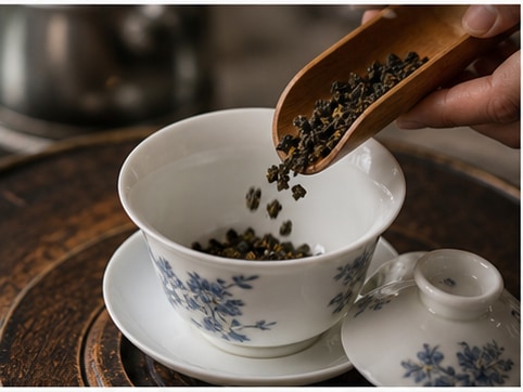 桂花乌龙茶步骤1:准备茶底