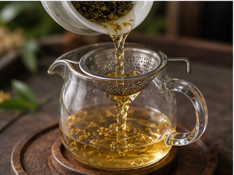 桂花乌龙茶步骤4:过滤调整