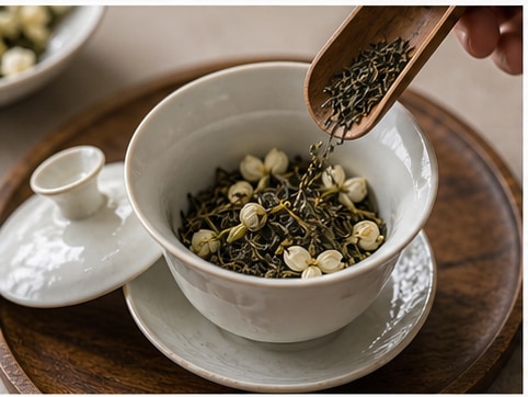茉莉花茶步骤1:准备茶底