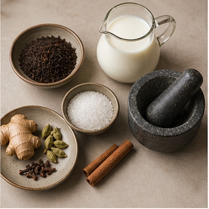 马萨拉奶茶材料准备图