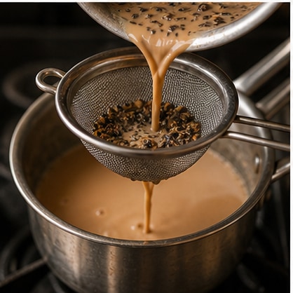 马萨拉奶茶步骤4:过滤调整