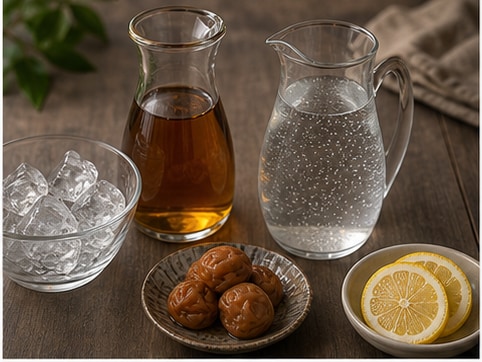 梅酒苏打材料准备图