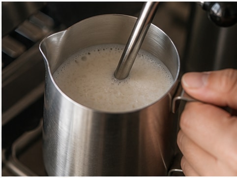 焙茶拿铁步骤3：处理奶或冰块