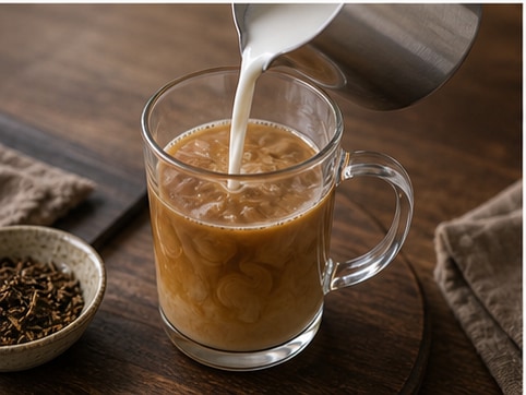 焙茶拿铁步骤4：混合风味