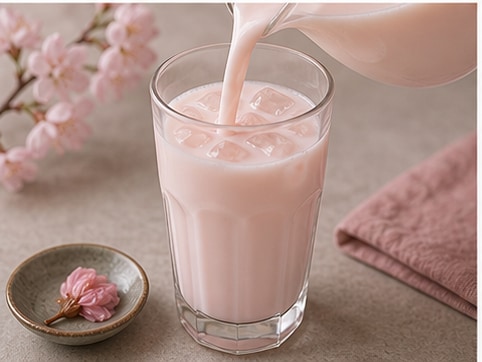樱花牛奶步骤4:加冰冷却