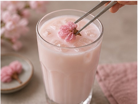 樱花牛奶步骤5:装饰完成