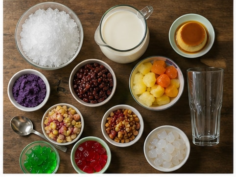 Halo-Halo 饮材料准备图