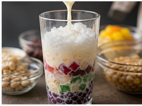 Halo-Halo 饮步骤3:混合调味