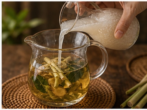 米酒草本饮步骤3：摇合或搅拌