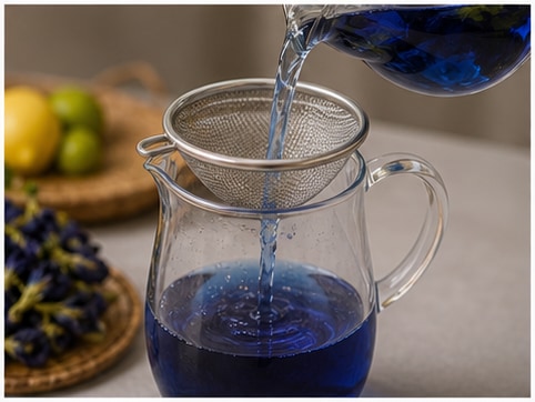 蝶豆花柠檬茶步骤2：冲泡或煮茶