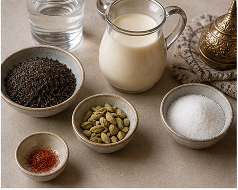 Karak Chai材料准备图