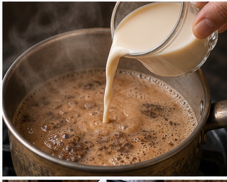Karak Chai步骤3:加入奶或风味