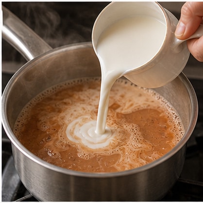 伯爵奶茶步骤3:加入奶或风味