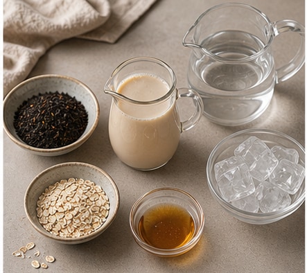 燕麦奶茶材料准备图