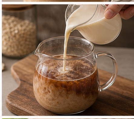 燕麦奶茶步骤3:加入奶或风味