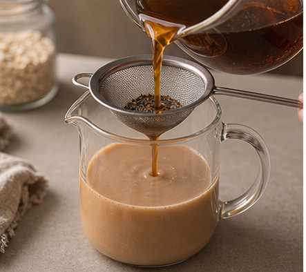 燕麦奶茶步骤4:过滤调整