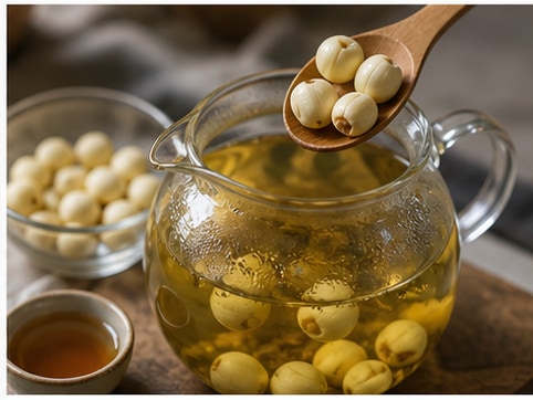 莲子茶步骤3：加入奶或风味