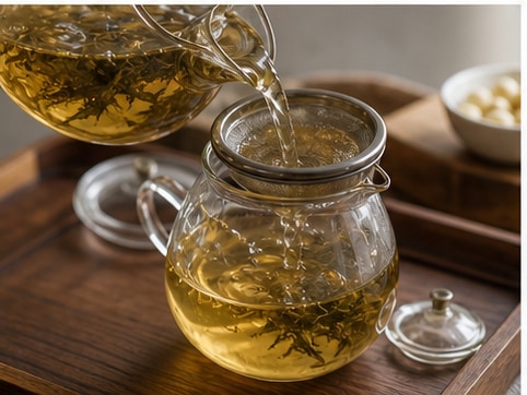 莲子茶步骤4：过滤调整